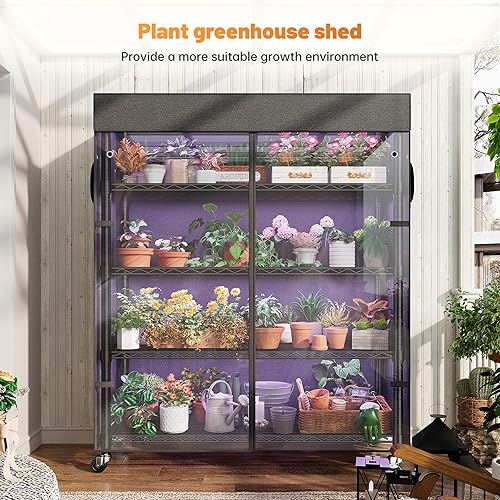 Miniatura 7 de REIBII Estantes de almacenamiento de 72.8 pulgadas de alto con cubierta y ruedas, estantería de alambre resistente para despensa, garaje, cocina,