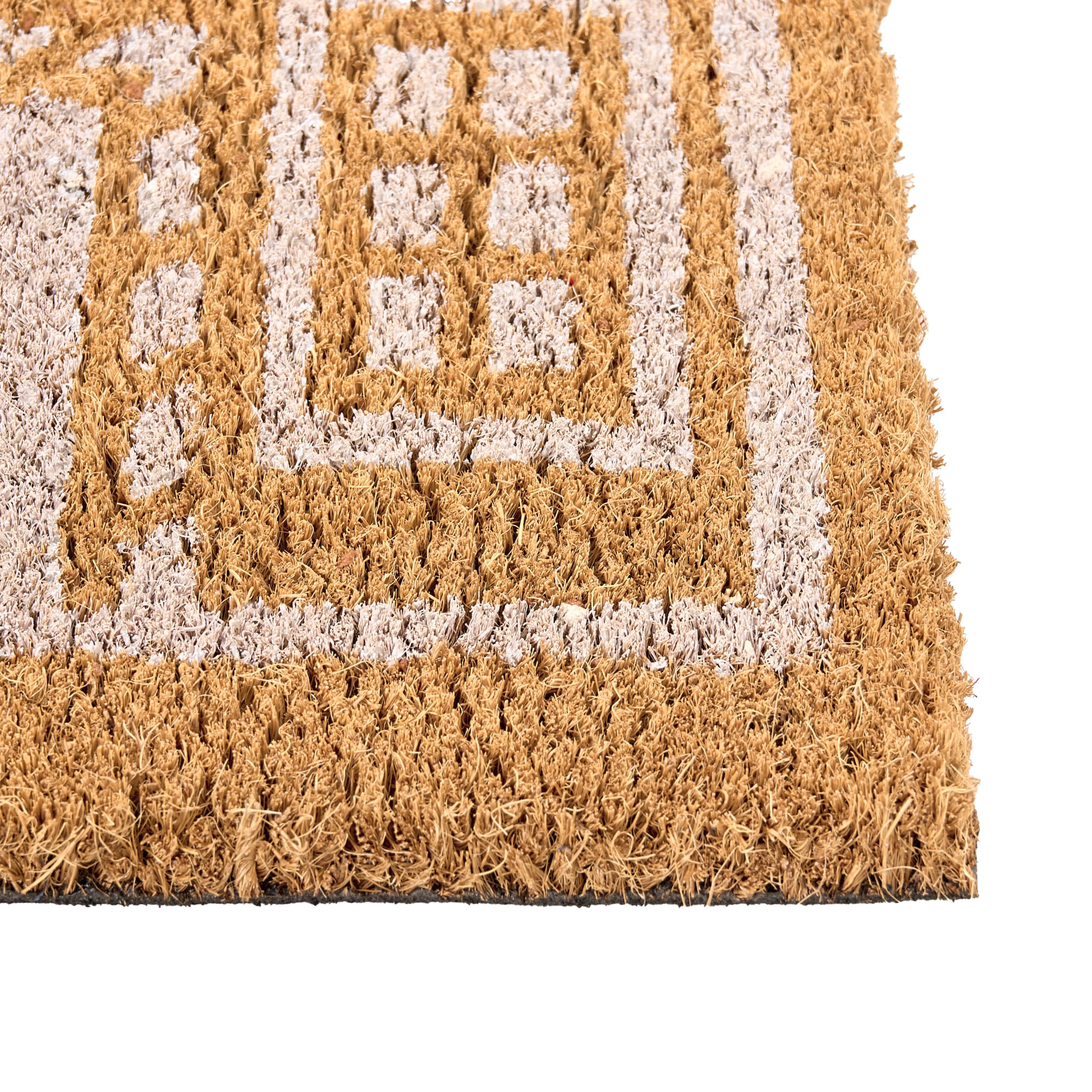 Beliani Paillasson de Bienvenue en Fibre de Coco 60 x 90 cm Motif Maison en Pain d'Épices de Noël Antidérapant Naturel Muhikap