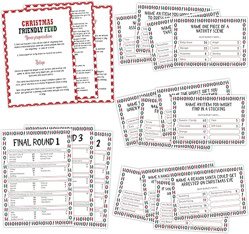 Zhminz Juego de feud amigable para Navidad, juegos de fiesta de Navidad, juegos de trivia, juego de pelea para adultos, juegos de rompehielos de