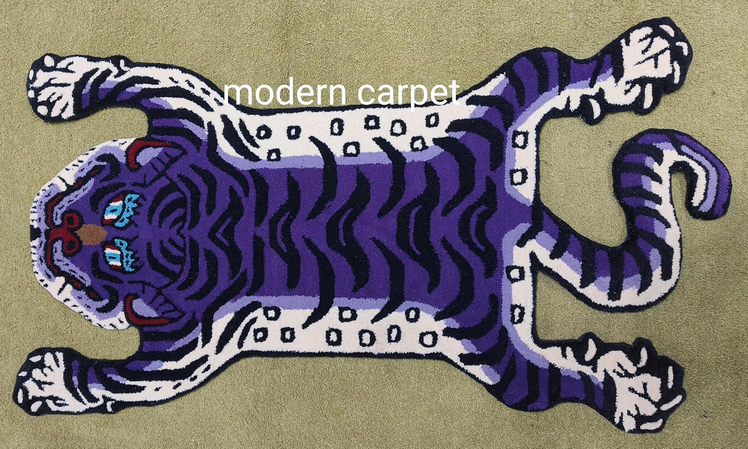 Tibetan Tiger Kid Rugs 3x5 100% Woolen Handmade Tufted for Kid Room Bedroom Living Room Doormat by Modern Carpet (4X6 FEET)