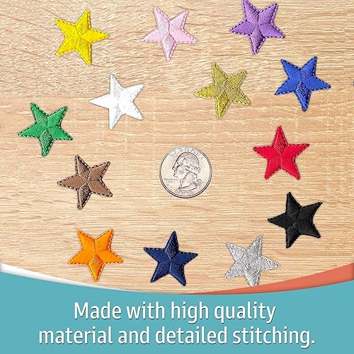 Miniatura 3 de Laughing Lizards Parches bordados con estrellas para planchar para ropa, chaquetas, mochilas y decoraciones (plata, 1 pulgada)