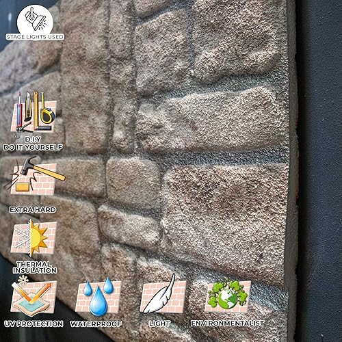 Miniatura 4 de IZODEKOR Paneles de pared con efecto ladrillo 3D, revestimiento, aspecto de piedra, paneles de espuma de poliestireno para sala de estar, cocina,