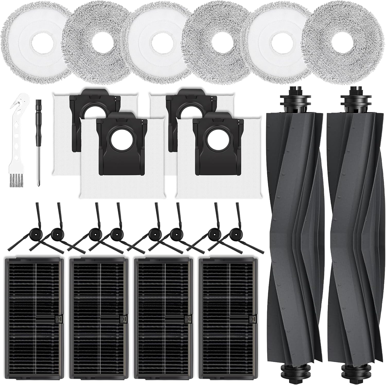 22-Piece Replacement Parts Kit Compatible with Dreame L40 Ultra (Gen 2), X40 Ultra, X40 Master & MOVA P10/P50 Pro Ultra, Includes Mop Pads, Dust Bags, Filters, Main & Side Brushes