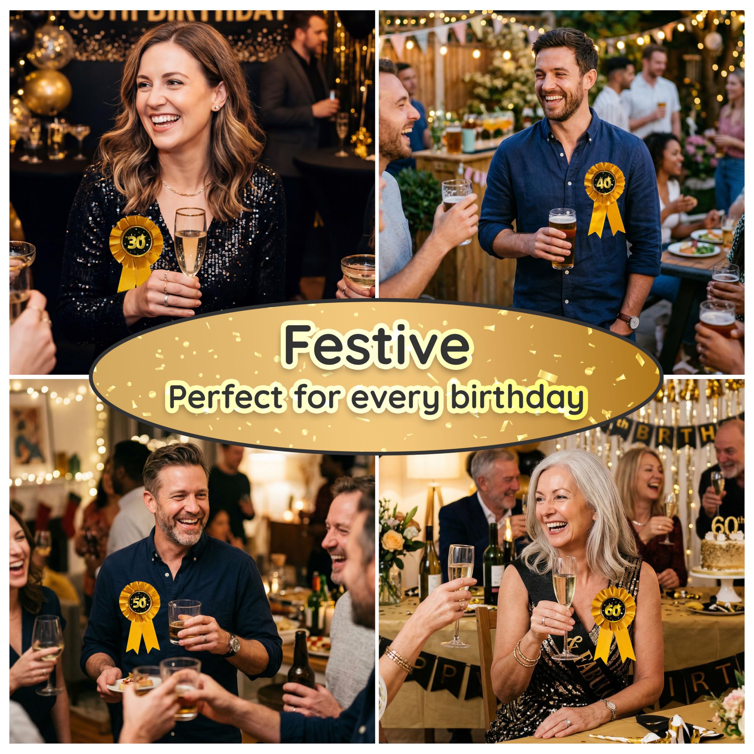 Regalo per Il 50° Compleanno – Spilla Nera e Oro dal Design Elegante con Numero 50 – addobbi Originali e Idee Regalo Eleganti per Uomo e Donna