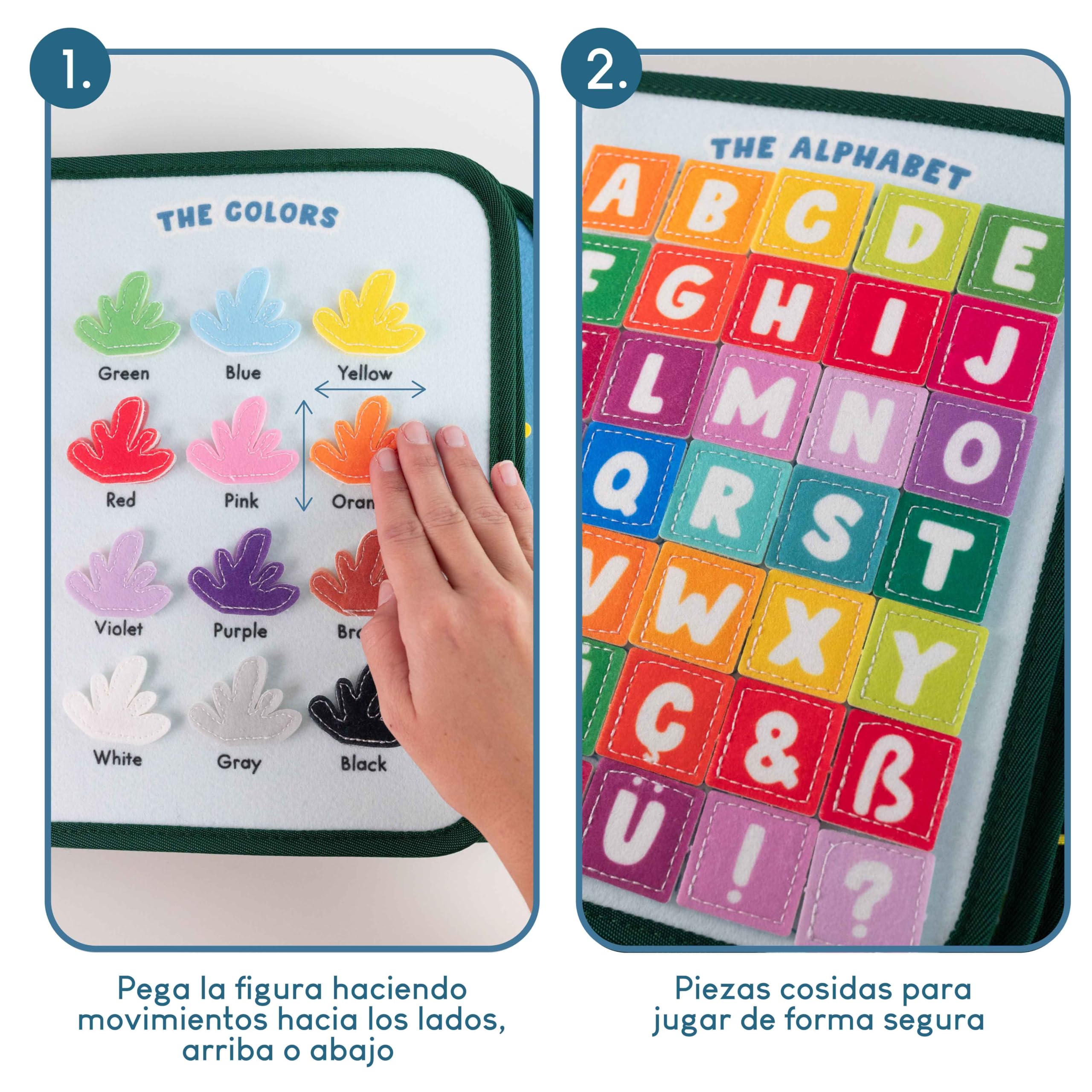 BONNYCO Busy Board Montessori de Fieltro, Maletin de Paneles Sensoriales Montessori. Tablero Busy Book, Juguetes Educativos Motricidad Fina. Juguetes Regalos para Niños y Niñas Cumpleaños, Navidad
