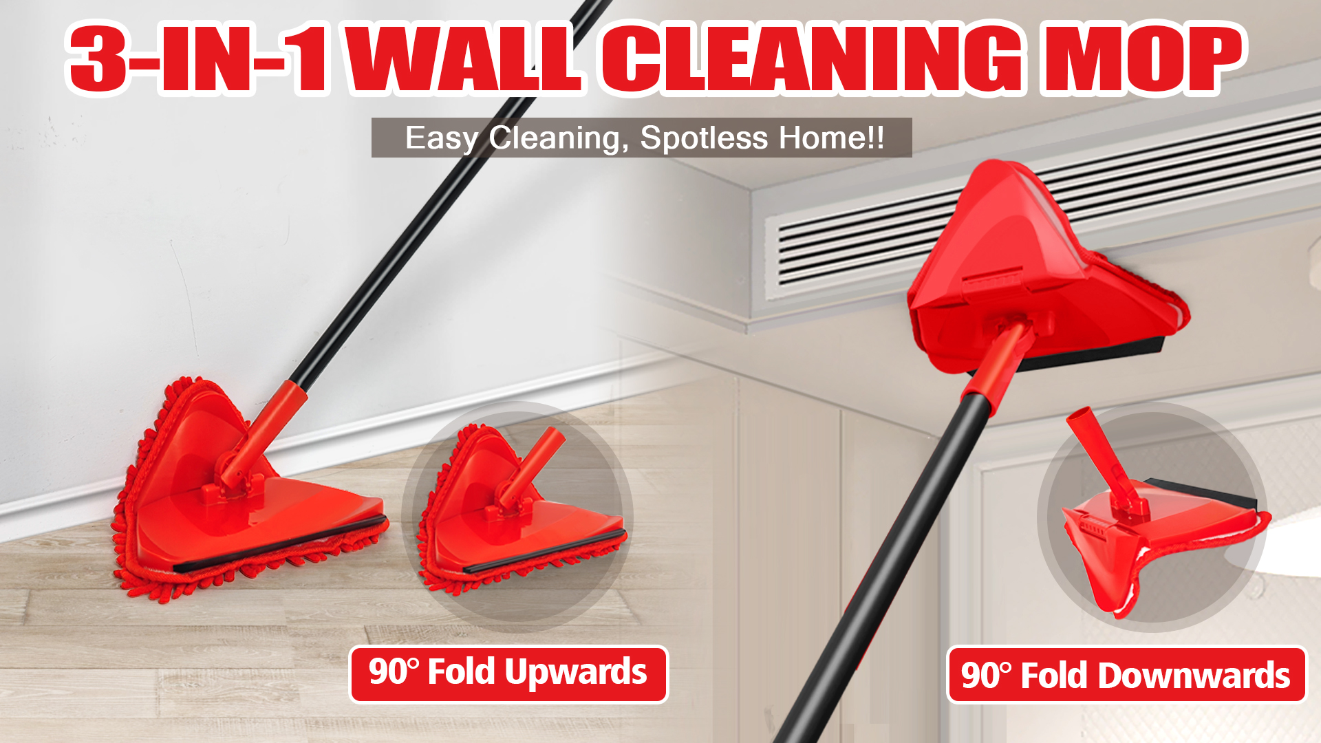 Amazon.com: NEWE Wall Mop Cleaner, 80 inches Long Handle, 180