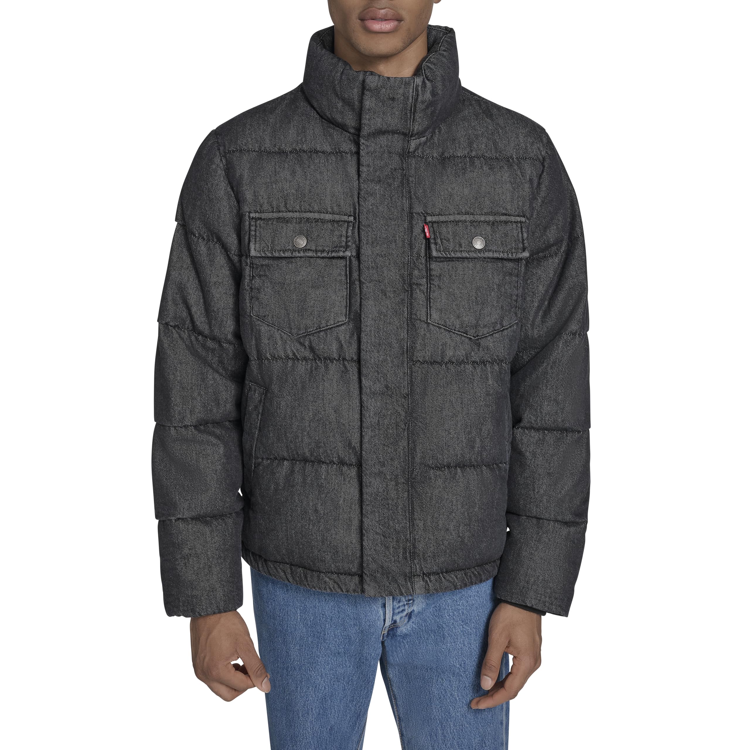 LEVI'S Men's Mixed Media Quilted Puffer Jacket With Sherpa Lined Collar (Regular and Big &amp; Tall Sizes)