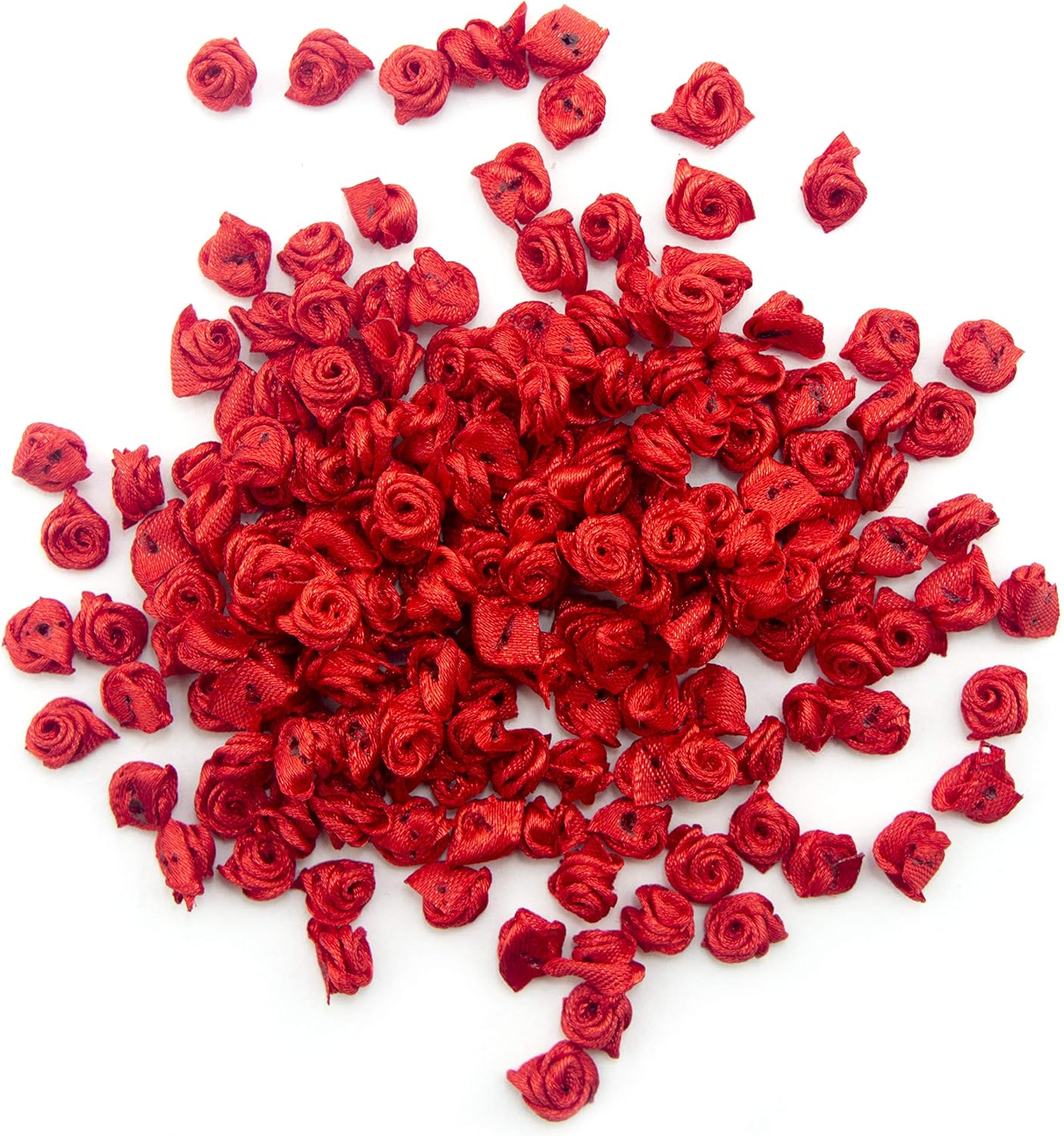 HAND® Tiny Red Roses Flower Ribbon Sew On Trims, Embellishments Size 8 mm Pack of 50