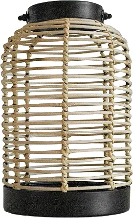 rattan lantern with warm light for outdoor decor