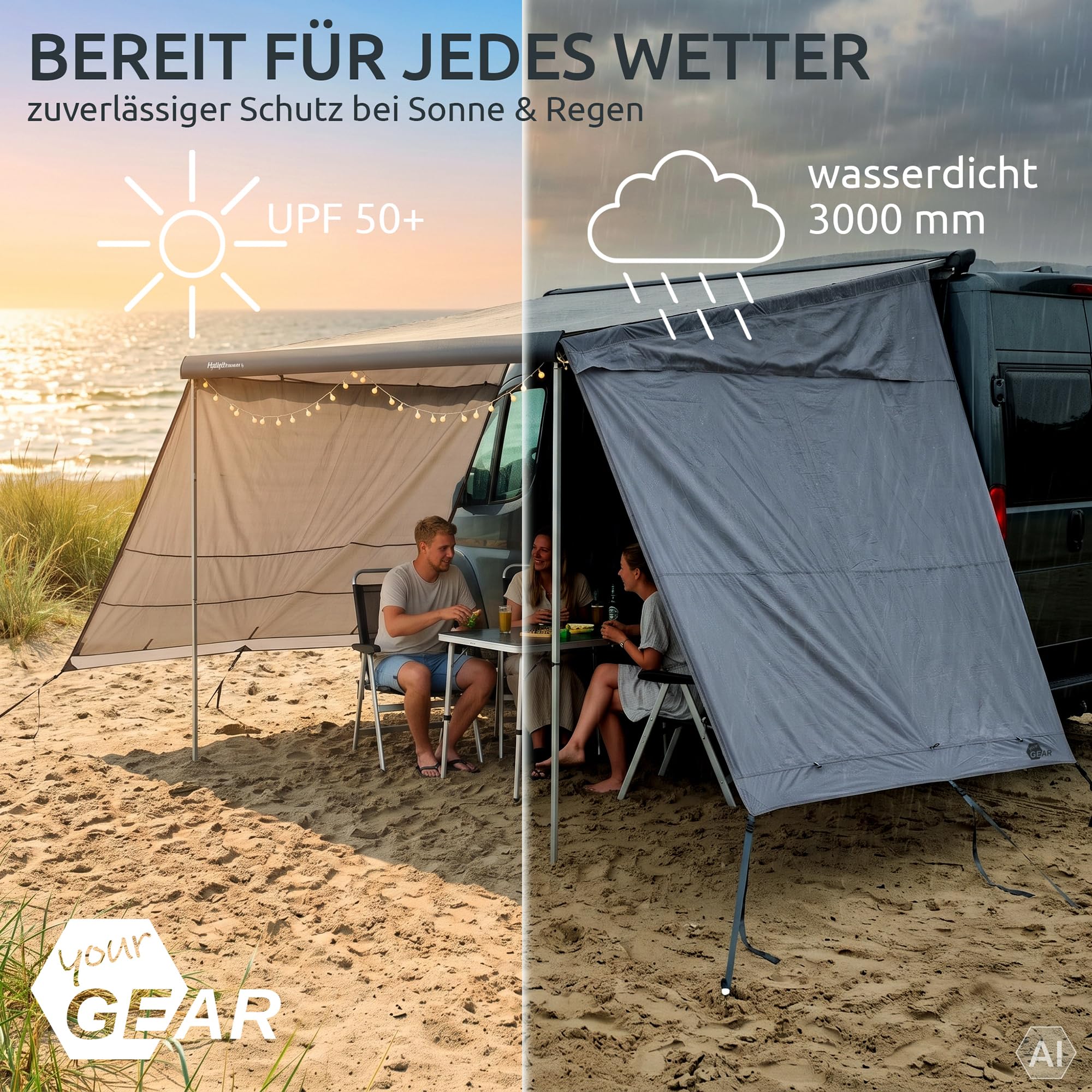 your GEAR Sun + Rain Blocker Side Walls 300 – 2 x Seitenwand für Thule 9200