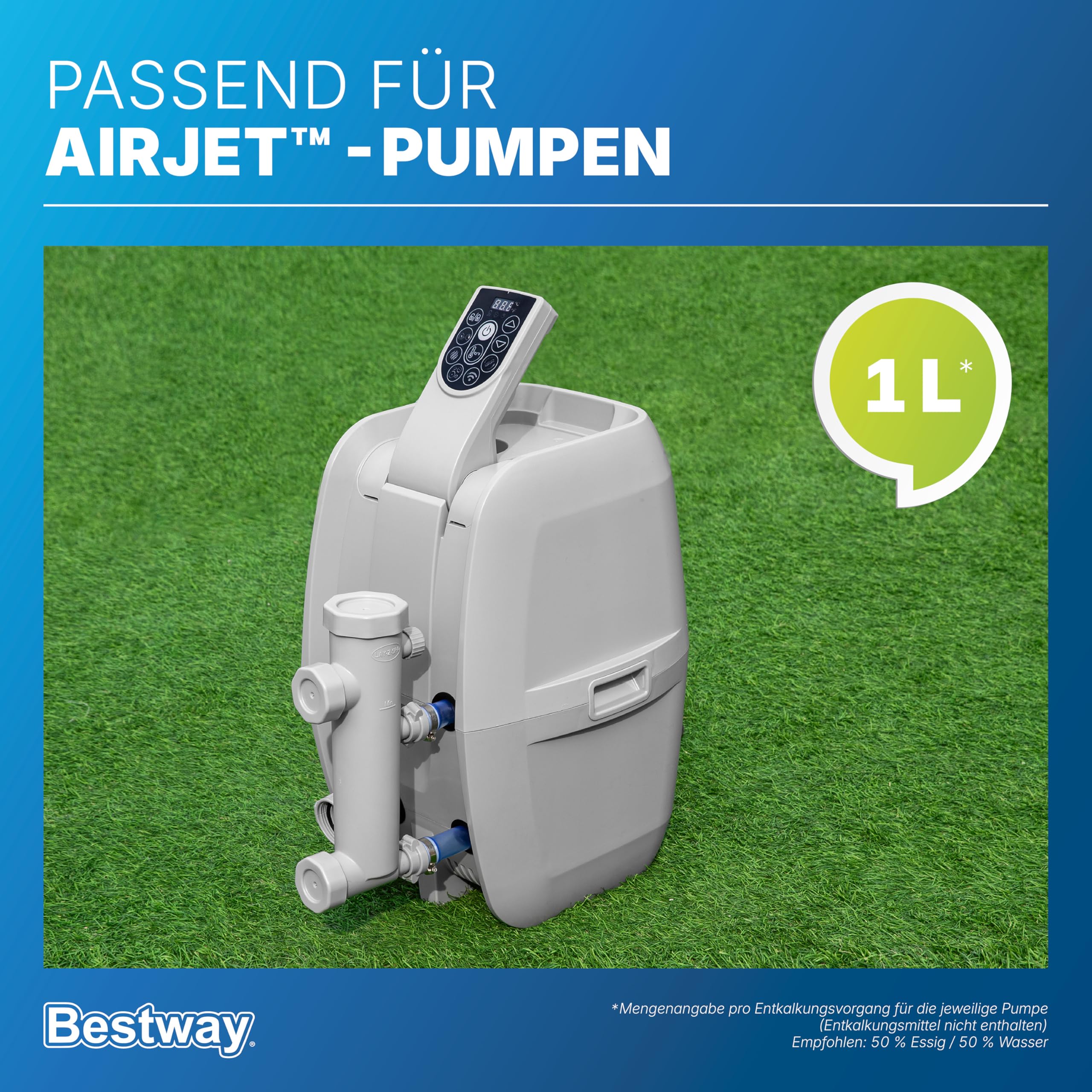 Lay-Z-Spa Entkalker-Adapter für Pumpeneinheiten – Zubehör gegen Kalk & E02-Fehler, für AirJet & HydroJet Pumpen, Wartung ohne Ausbau (ohne Entkalkungsmittel)