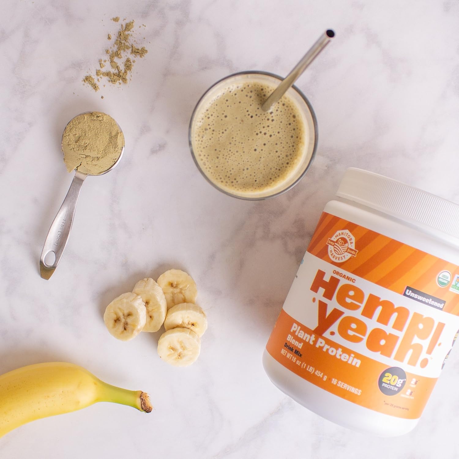 Manitoba Harvest Hemp Yeah! Organic Protein Powder, Unsweetened, with 20g of Complete Plant Protein (Hemp + Pea), 2g of Fiber & 2g Omegas 3&6 Per Serving, Non-GMO, Vegan, 1 lbs : Health & Household