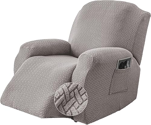 Miniatura 29 de Genina Funda para Silla Reclinable, Fundas Elásticas para Sillas Reclinables, Fundas para Sofá Reclinable de Rayas de Jacquard, Fundas Protectoras