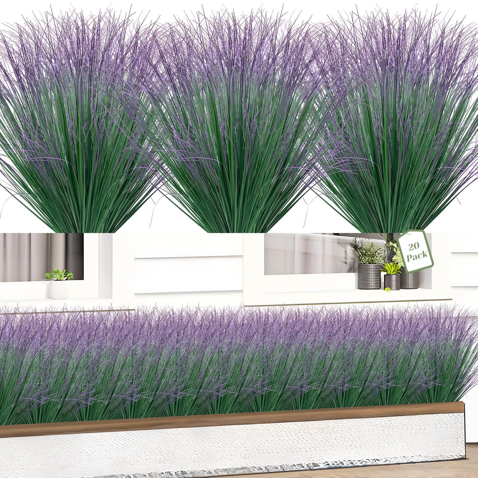 Photo 1 of Griine 20-Pack Artificial Grass Plants, 20" Tall