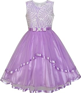 Sunny Fashion Flower Girls Dress Blue Belted Wedding Party Bridesmaid Size 4-12 Years