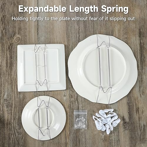 Miniatura 5 de Fasunry Paquete de 12 ganchos para platos, 8, 10, 12 pulgadas, para pared con 16 ganchos de pared, compatibles con platos decorativos y artes de 7.5