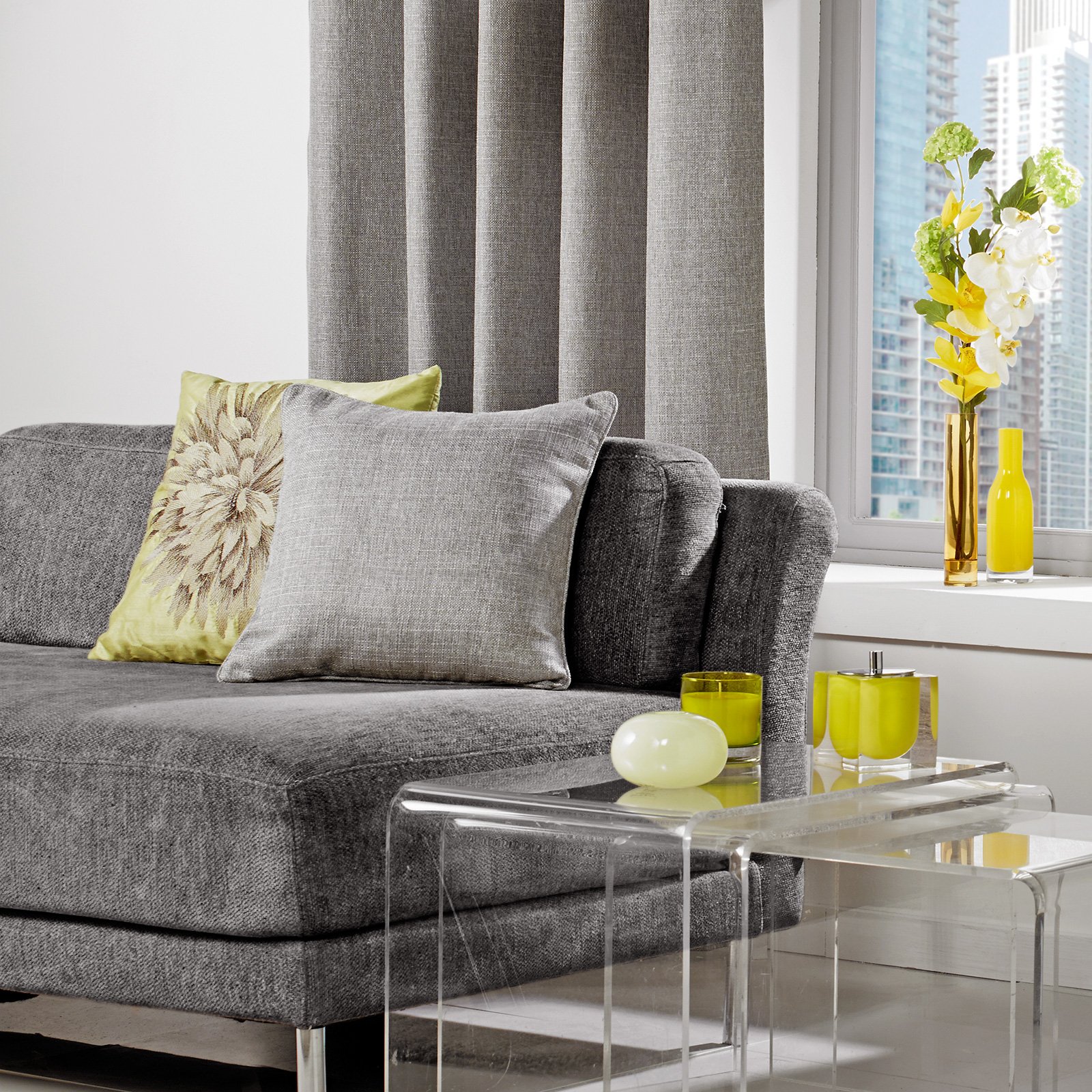 Just Contempo Basket Weave Curtains and Cushions