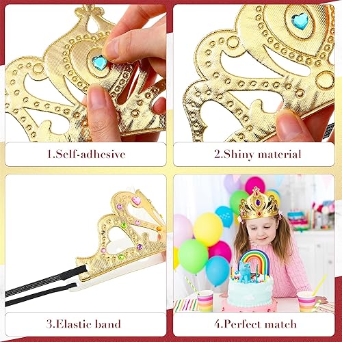 Miniatura 4 de Yaomiao 44 coronas de espuma para niños, tiaras de princesa, coronas de diamantes a granel, kits de fabricación de calcomanías para suministros de