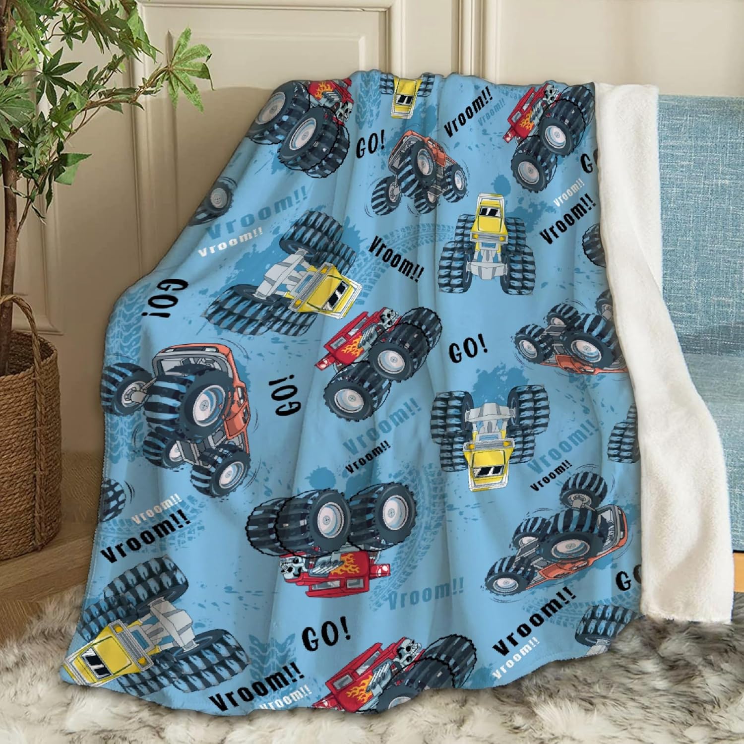 Ottoy Truck Baby Blanket Cozy Soft Swaddle Blanket Boys