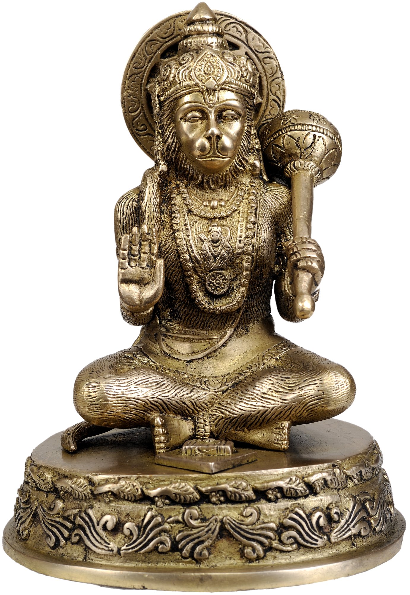 Statue Hanuman en laiton Abhaya pour chasser le stress et harmoniser l'esprit