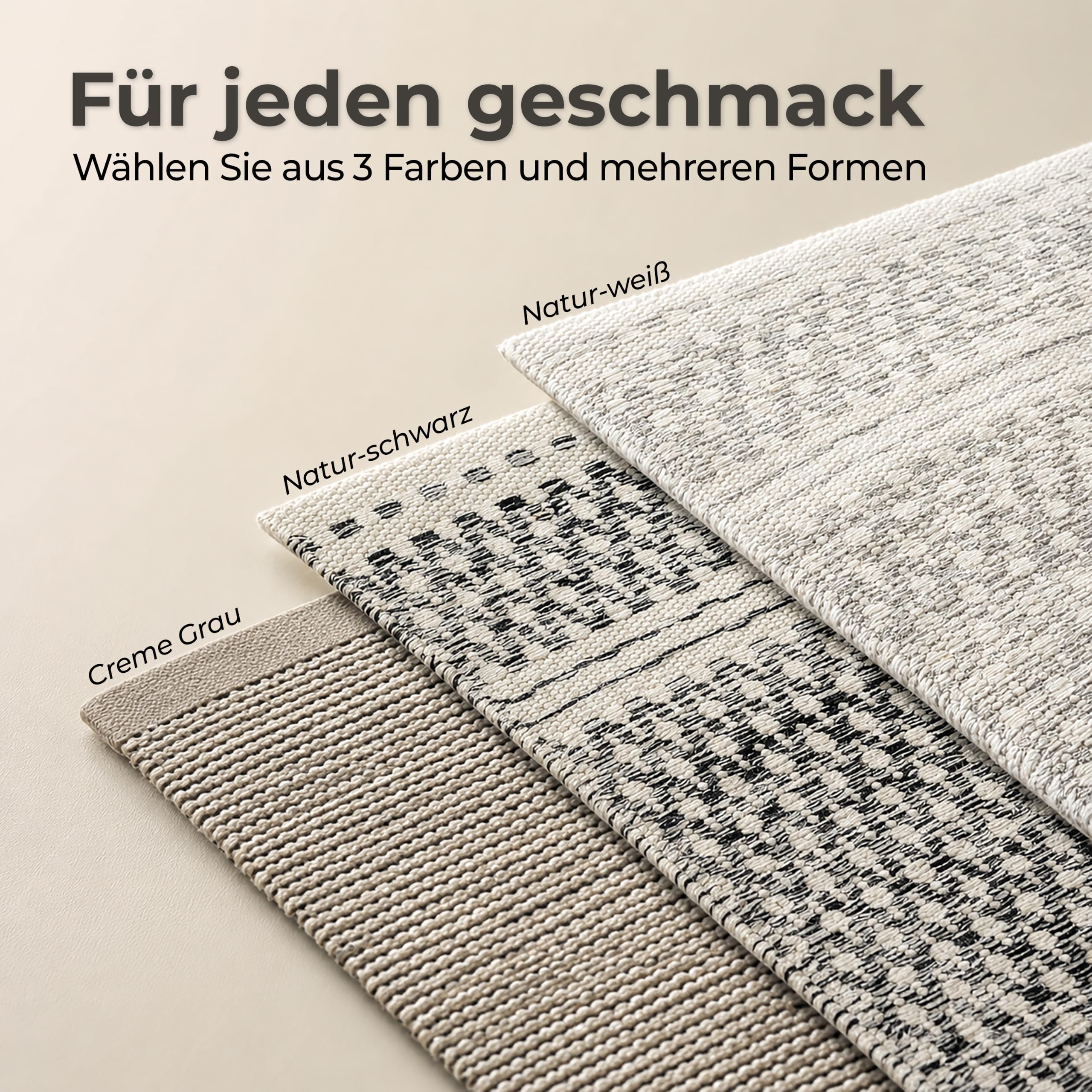 MY-RUG handgewebter Wollteppich 160 x 230 cm aus gewalkter Schurwolle | weicher Teppich aus Wolle | Wohnzimmerteppich, Naturteppich, Wendeteppich, robust & pflegeleicht | Roshni Beige Creme Grau