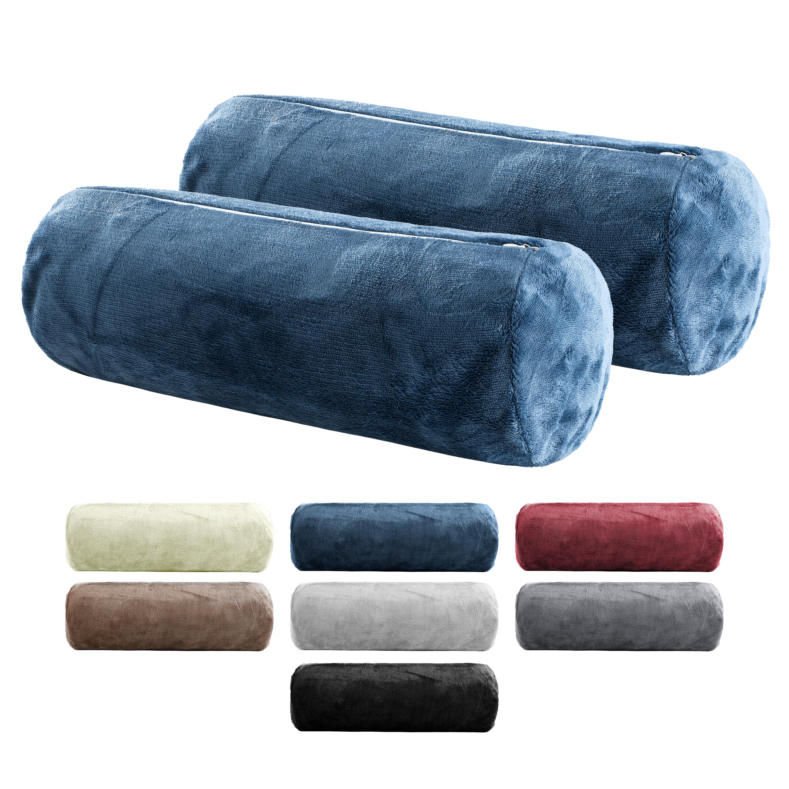 BaSaTex Confezione da 2 federe per cuscino cervicale, 15 x 40 cm, in cashmere touch, certificato Öko-Tex, 100% microfibra di peluche, colore: blu
