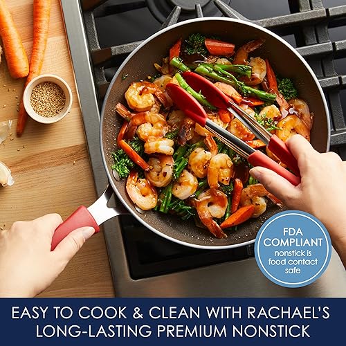 Miniatura 3 de Rachael Ray Cook + Create - Sartén antiadherente para freír, 10.5 pulgadas, color rojo