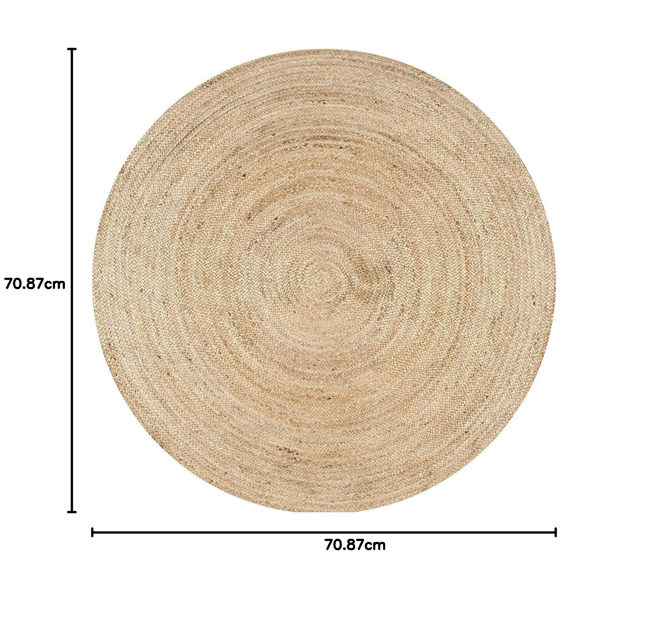 Ripaz Tapis Rond tissé à la Main en Jute Naturelle (180 cm de circonférence)