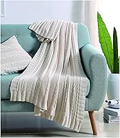 VCNY Home Dublin Cable Knit Throw Blanket - Soft Cozy 100% Cotton, 50x70 Inch Warm Bed Couch Cover, Ivory