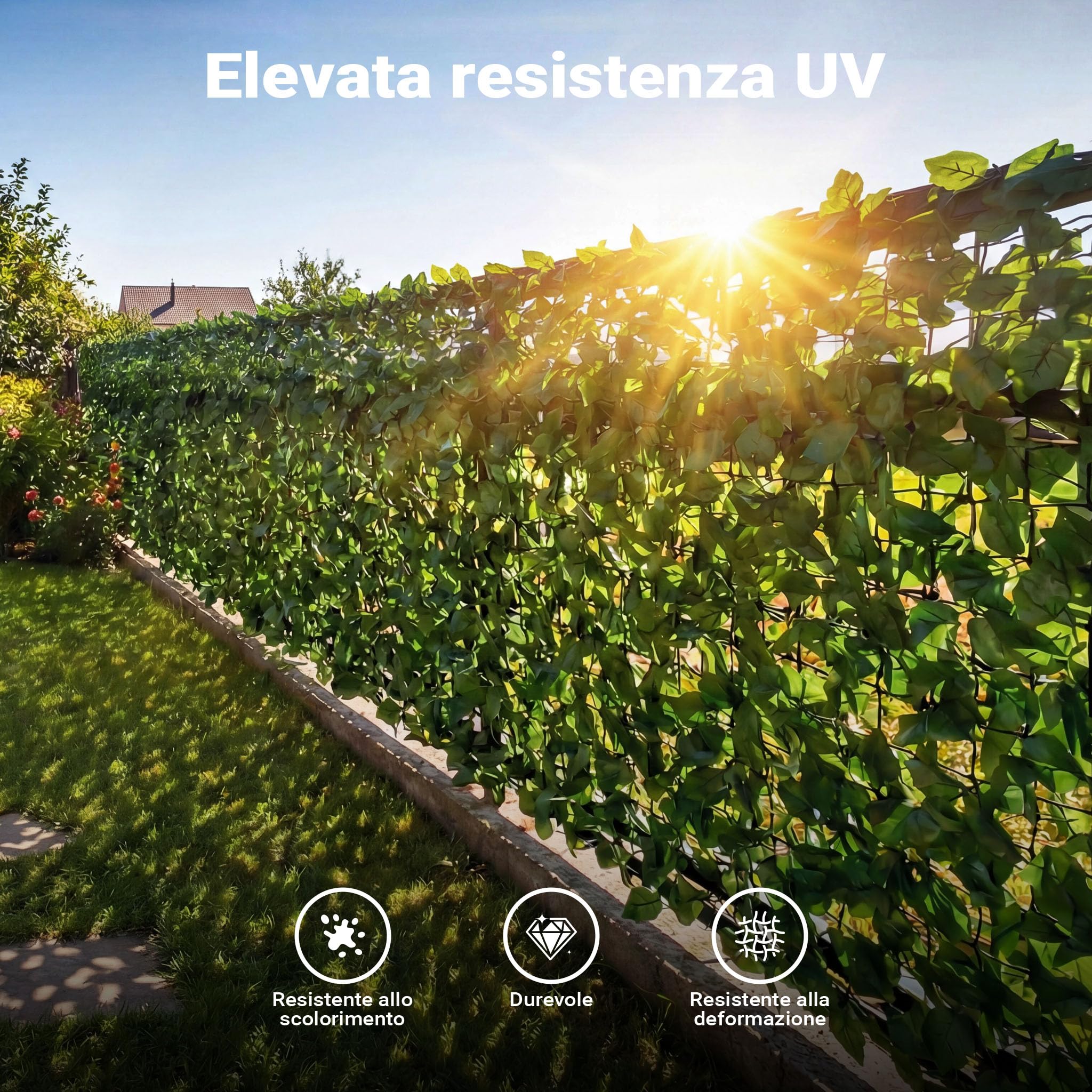Wiltec Rete per balconi con Foglie finte 300 x 100 cm Simil edera Siepe Artificiale