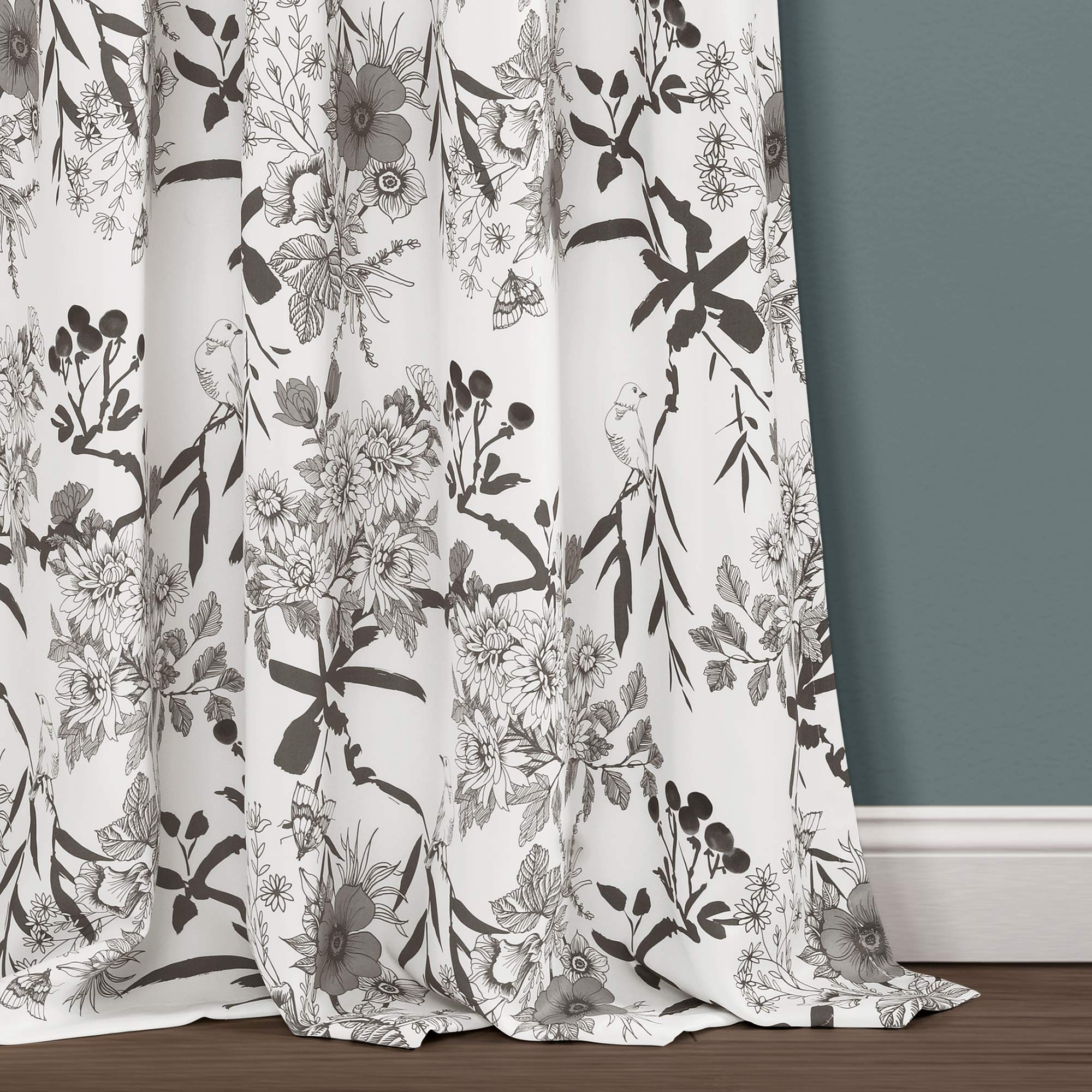Lush Decor Botanical Garden Curtains Floral Bird Print Room Darkening Window Panel Drapes Set for Living Dining - Image 3
