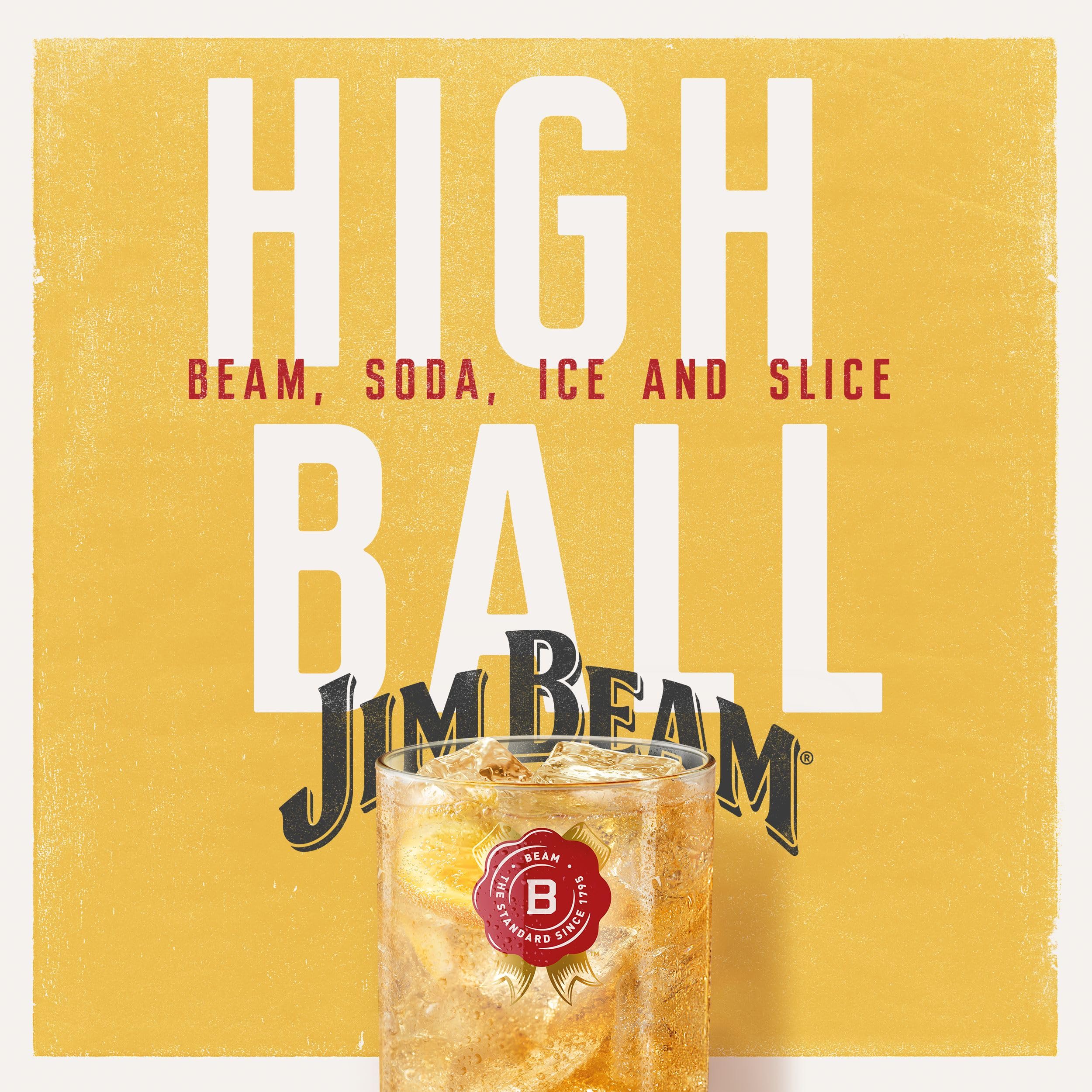 Jim Beam Kentucky Straight Bourbon Whisky, Bourbon distillato a bassa temperatura da un mix di cerali, 4 anni di invecchiamento - 1 bottiglia da 1L (Confezione da 3)