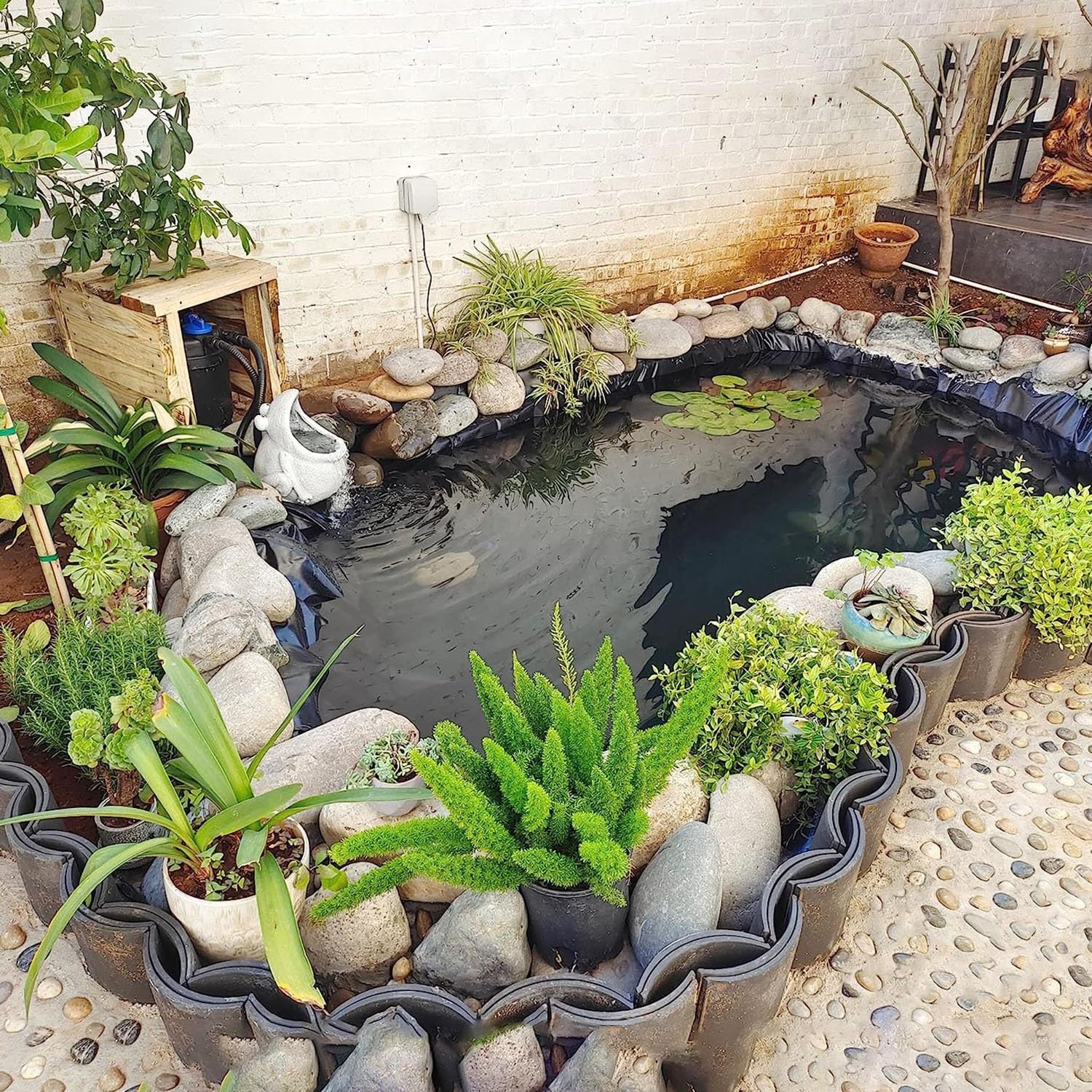 Rivestimento impermeabile per laghetto, 1,5 x 10 m, resistente, per giardino, stagno, protezione per piante acquatiche, ruscelli, per pesci, facile da installare