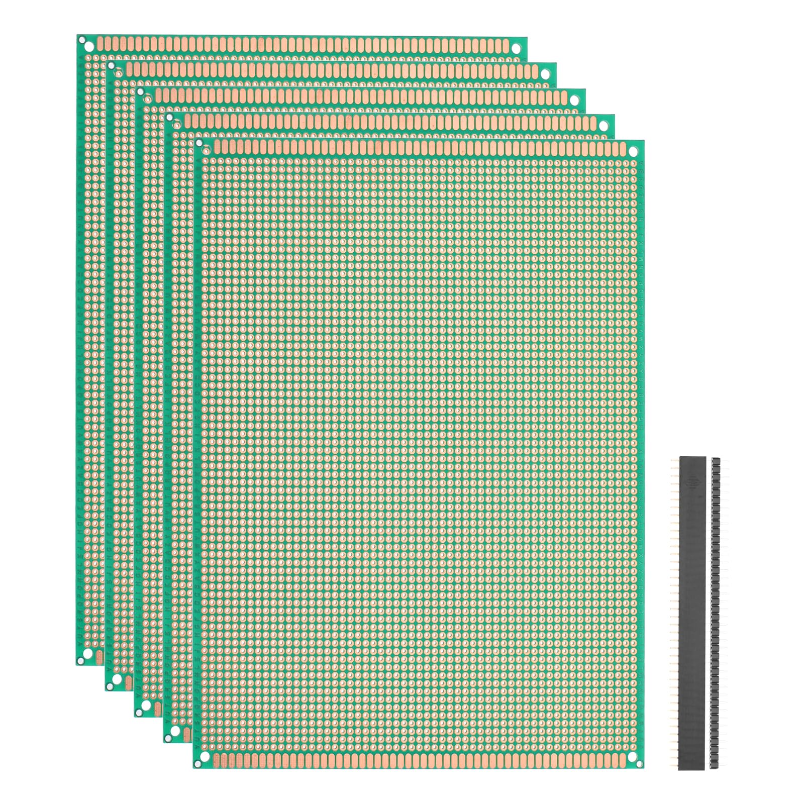 Lot de 5 cartes prototypes PCB avec en-têtes 40 broches Vert 20 x