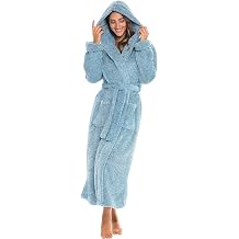 Alexander Del Rossa Womens Fluffy, Fuzzy Robe for Women,Womens Long Hooded Robes, Plus Size