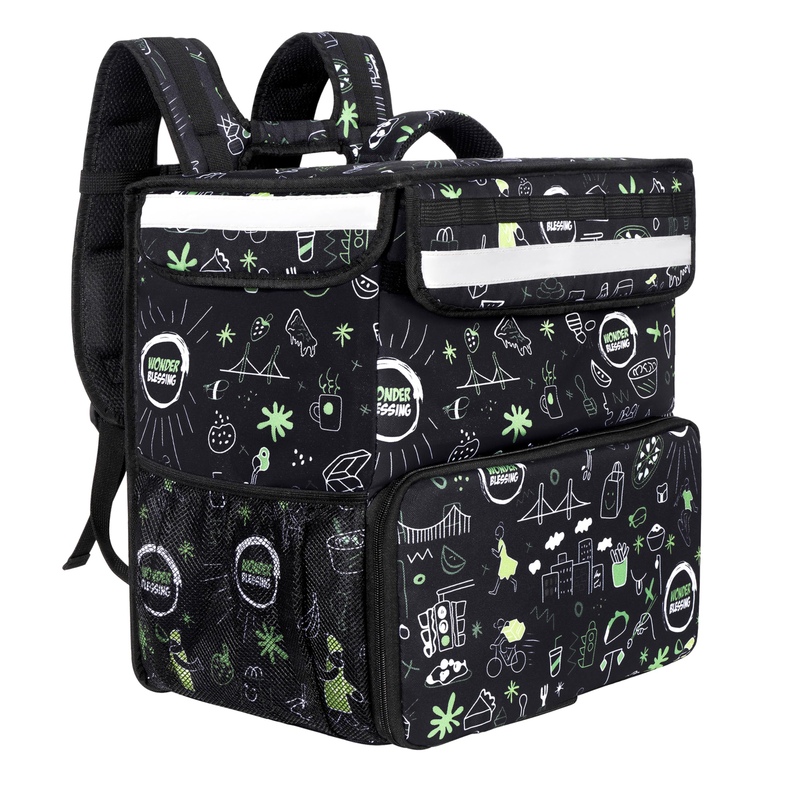 WONDER BLESSING Food Delivery Bag, Uber Eats Delivery Bag, Doordash,Home Delivery, Stylish Delivery Bag, Thermal, Insulated, Ultra Lightweight Delivery Bag, Pizza, Thermal Bag