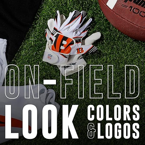 Vista 114 de Franklin Sports - Guantes de receptor de fútbol americano juvenil con logos de equipos de la NFL, palma de silicona, todos los tamaños juveniles