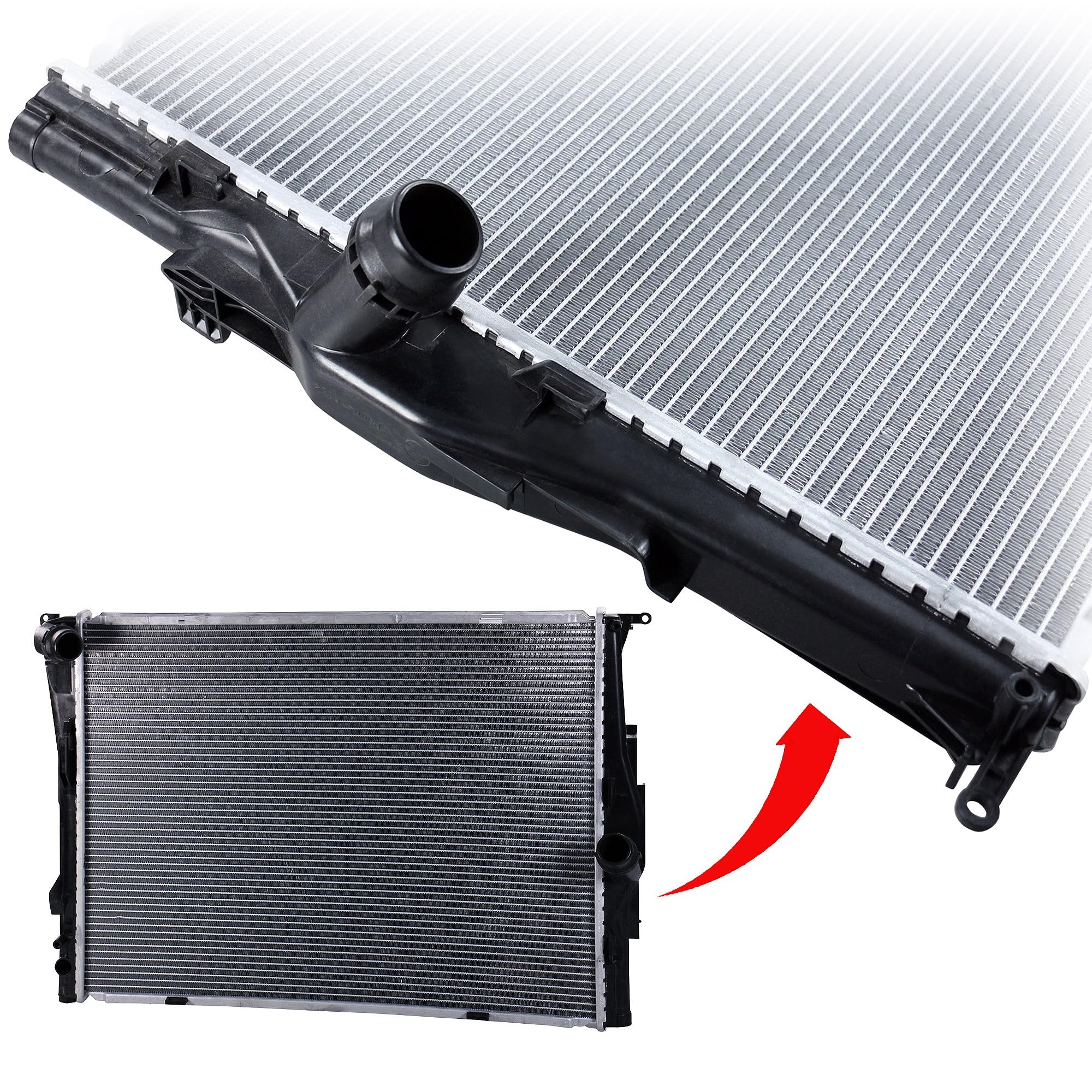 1x radiatore acqua motore per auto con cambio manuale | Compatibile con: BMW 1, 1, 1 Cabriolet, 3, 3 Touring, X1