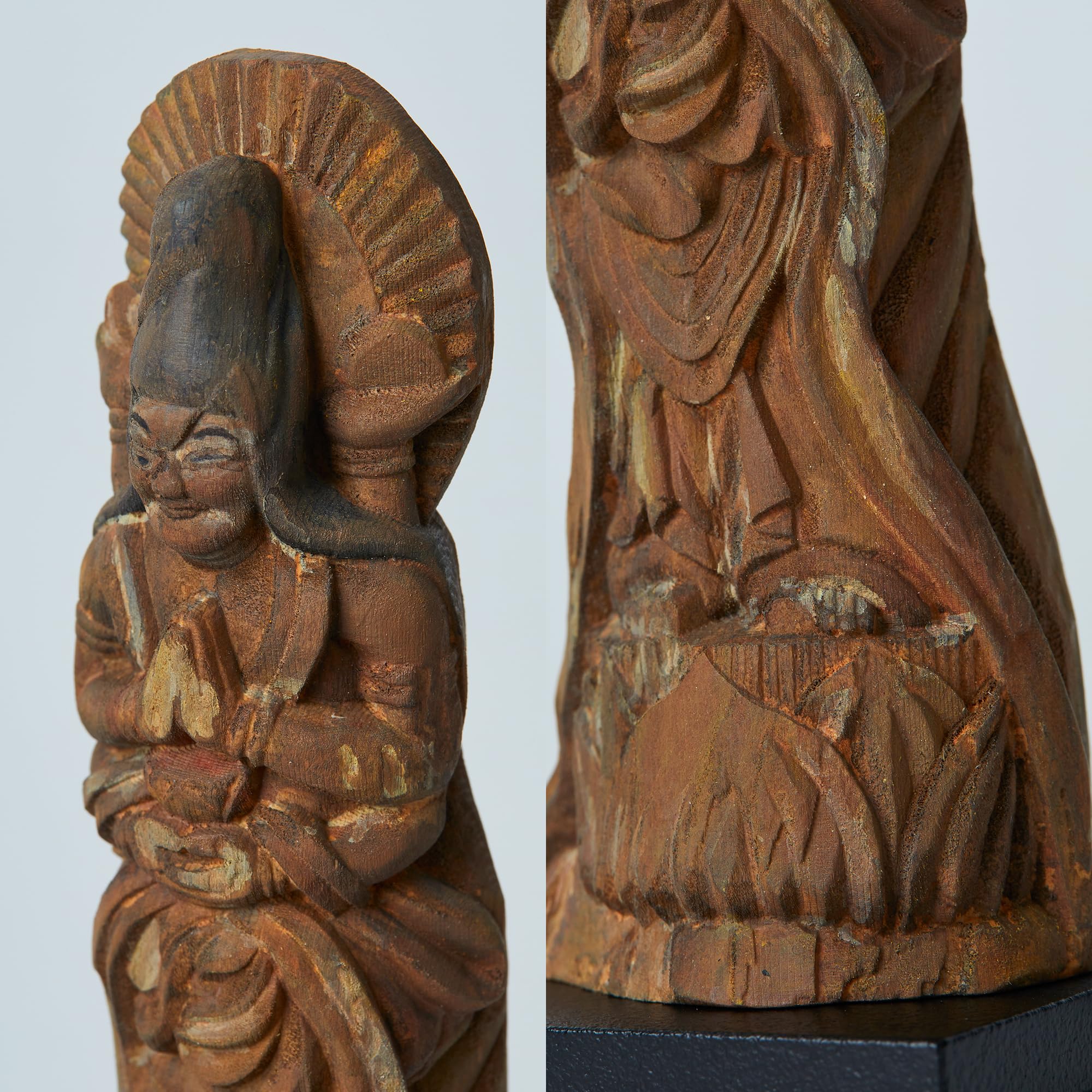 合掌観音像 仏像 仏教アート 彫刻 黒曜石 イスム 砂岩石 WOOD 准胝観音