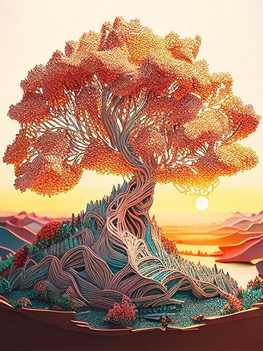 Kits de pintura de diamantes para adultos, arte de diamantes, árbol de la vida, pintura de diamantes de 12 x 16 pulgadas, bricolaje 5D, pintura de