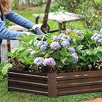 Vista 3 de LuxenHome - Kit de cama de jardín elevada galvanizada de 6 x 3 x 1 pies, para exteriores, caja rectangular de metal para jardinería, maceta grande