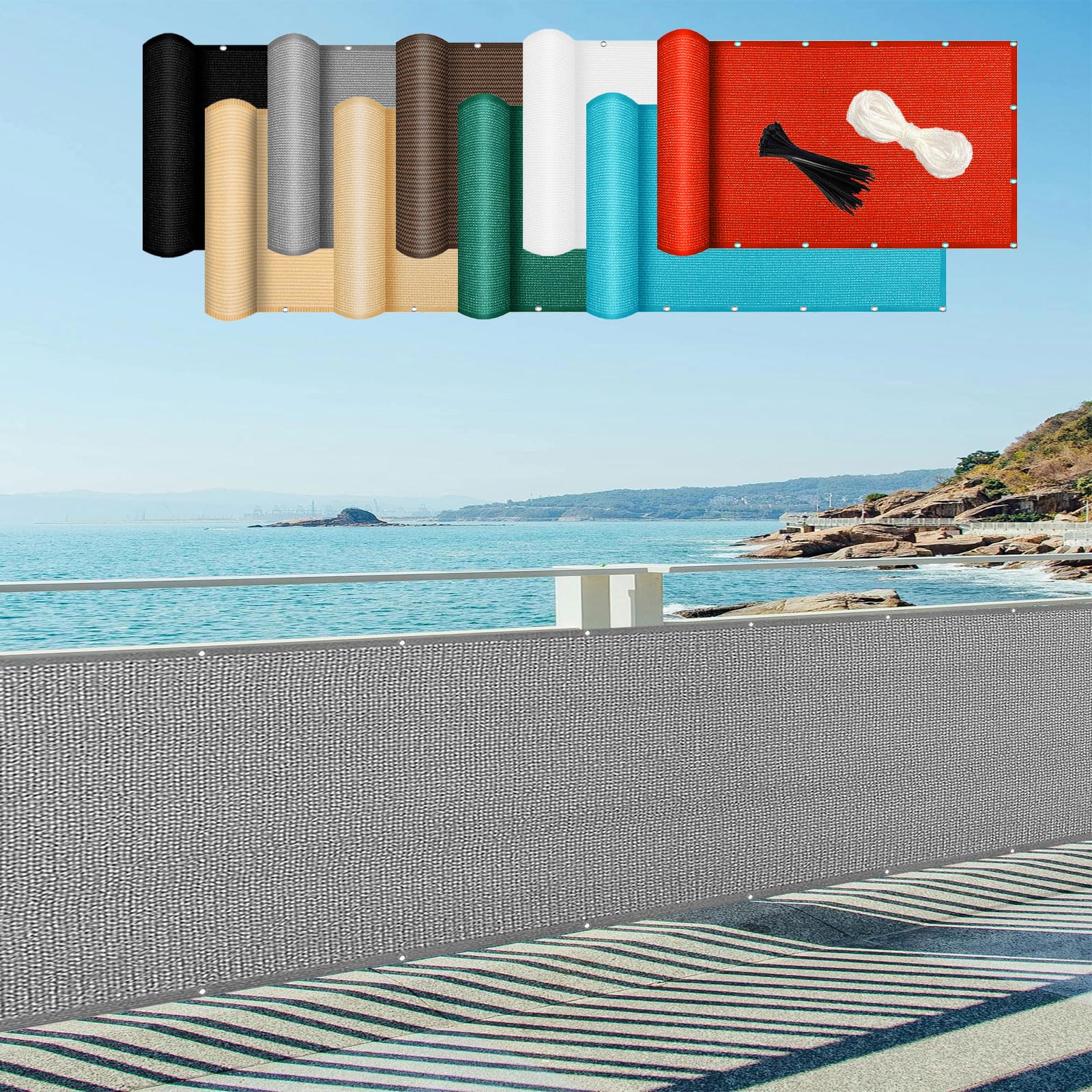 Housse de balcon grise 60x100 cm respirante et coupe-vent pour terrasse