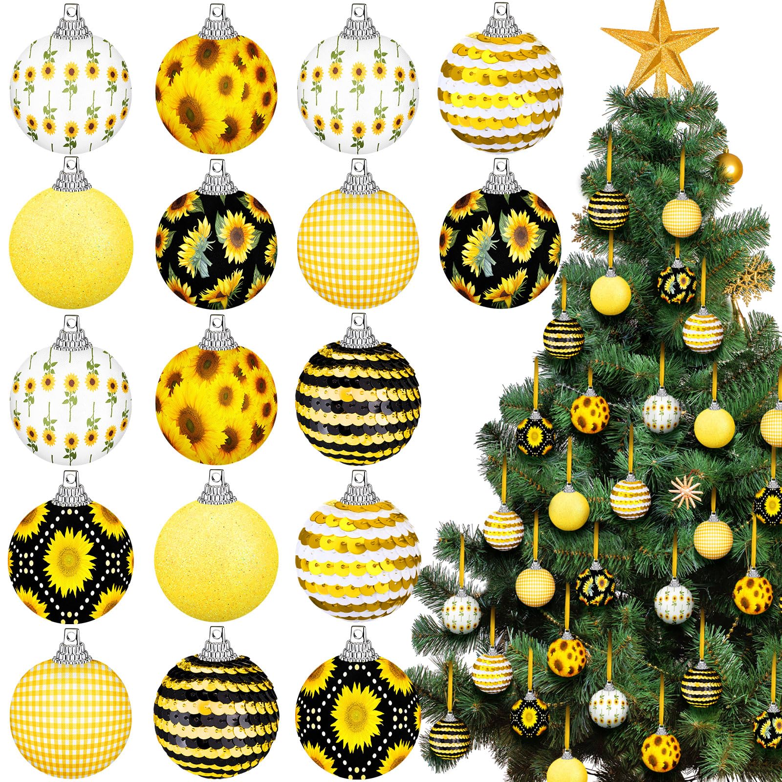 Amazon｜Zeyune 16個 クリスマスツリーオーナメント ひまわり