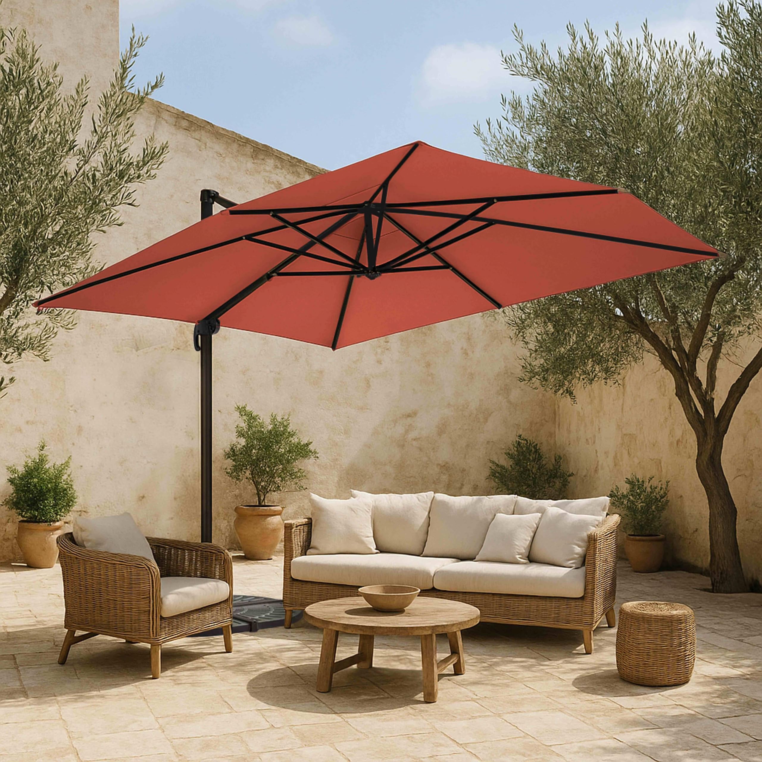 Oviala Toile pour Parasol déporté 4x3m Terracotta