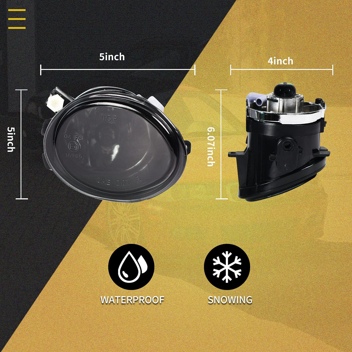 Fog Lights Lamps for 2000-2006 BMW (E46 M3 E39 M5) / 3 Series (320i 323i 325i 325xi 330i 330xi Sedan w/Sport Package, 325i 325xi Wagon w/Sport Package) Premium Assembly, 1 Pair (Smoke Lens)