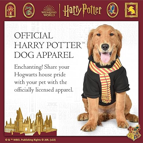 Miniatura 3 de Harry Potter Gryffindor - Sudadera con capucha para perro con bufanda sintética, ropa y accesorios para perros con licencia oficial para casas de