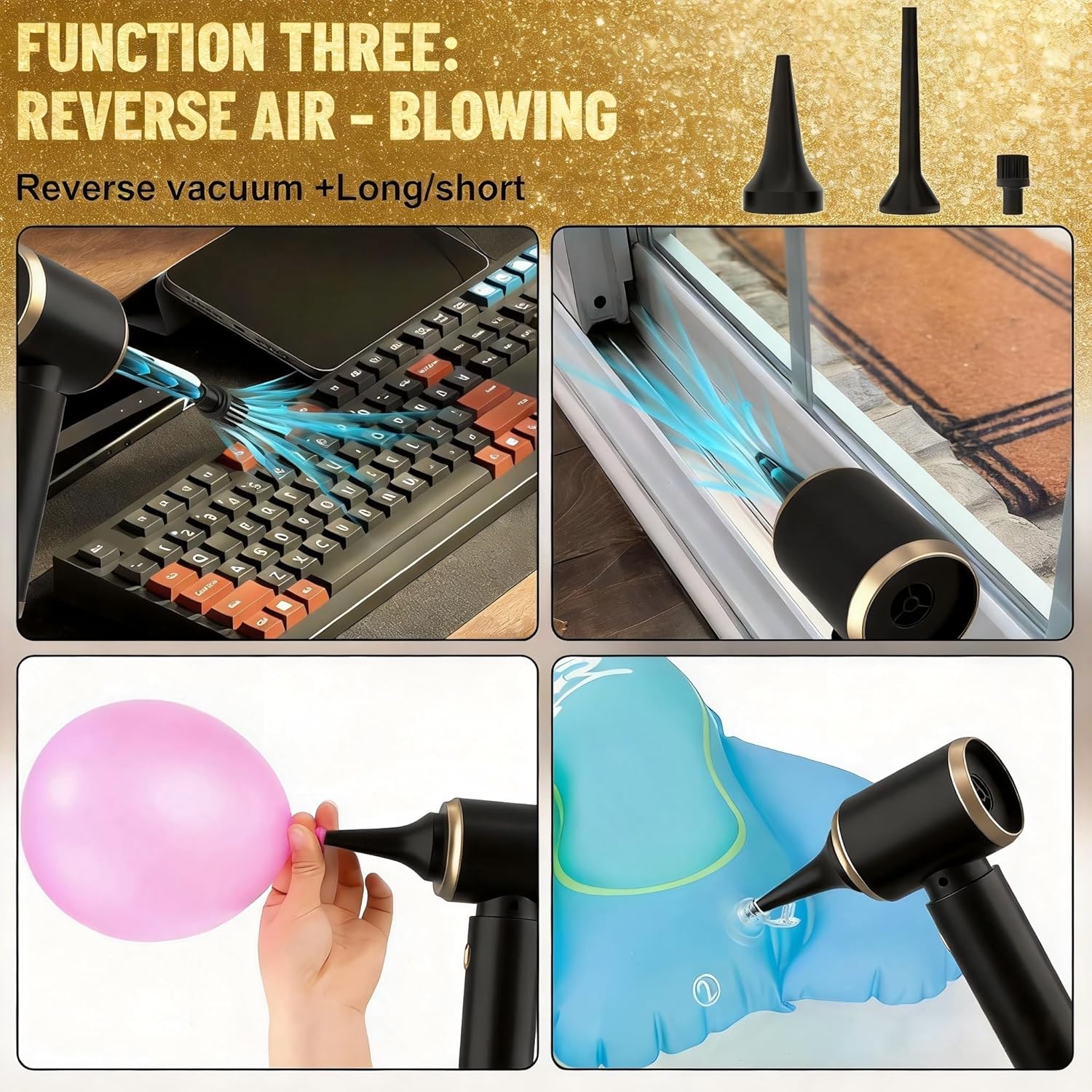 Cozylady Handheld Car Vacuum Portable Cordless,High Power 4 in 1 Vacuum Cleaner & Air Duster & Air Blower for Car, Home, Office, Camping, Pet (Black) - Image 6