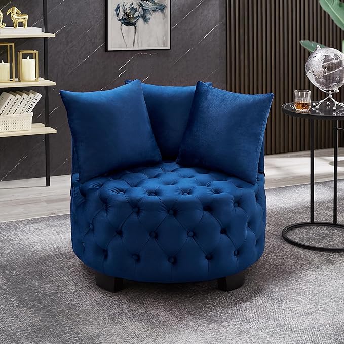 Sillón Lounge Terciopelo Azul Marino con Cojines miniatura 3
