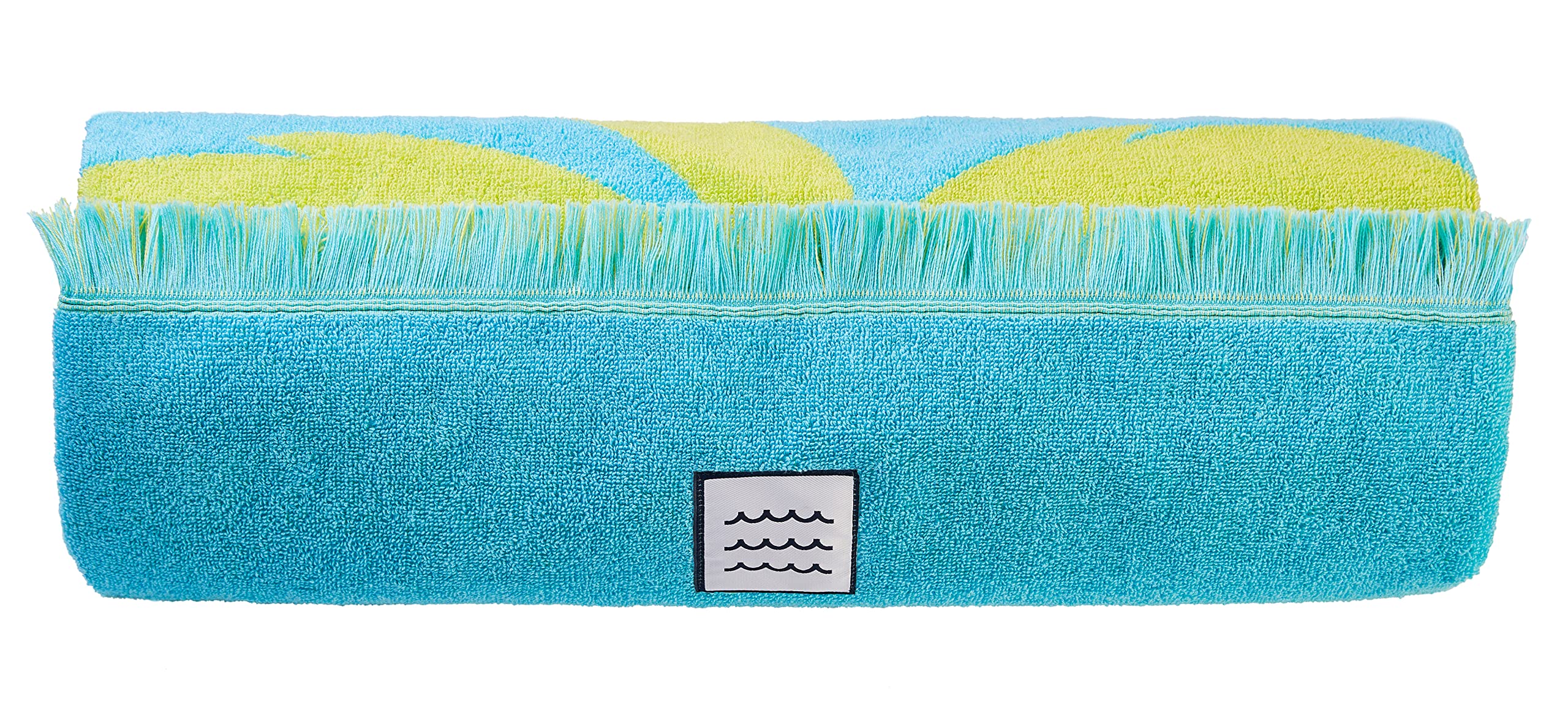 Strandhandtuch Vacation, Strandtuch, Hellblau, Grün - XXL 100x180 groß, 100% Baumwolle - Badetuch nachhaltig produziert in Portugal (Hellblau)