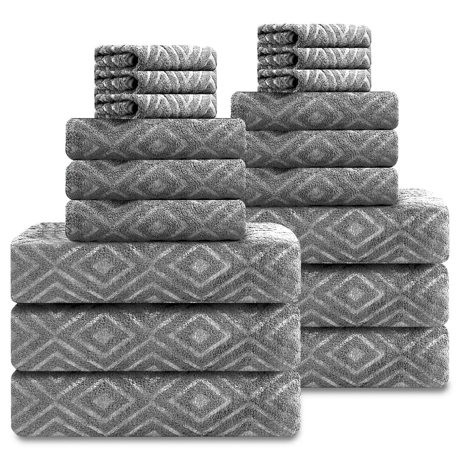 Smuge 18-Piece Bath Towel Set Include 6 Bath Towel Sheets 6 Hand Towels and 6 Washcloths - Highly